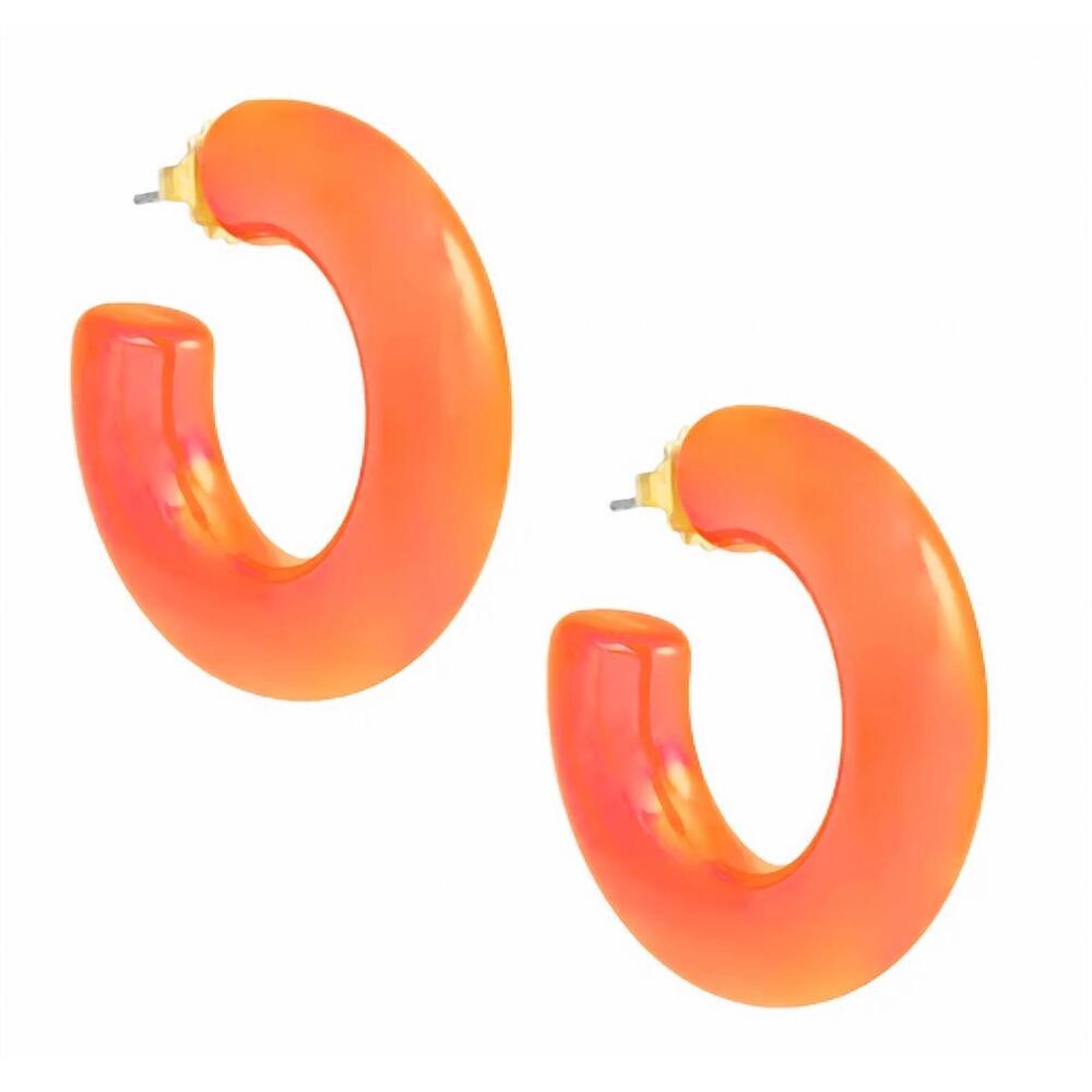 NEW ZENZII women's chunky iridescent lucite earrings in orange